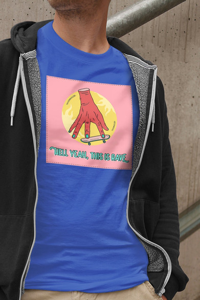 Koszulka z naszywką Hell yeah,this is rave