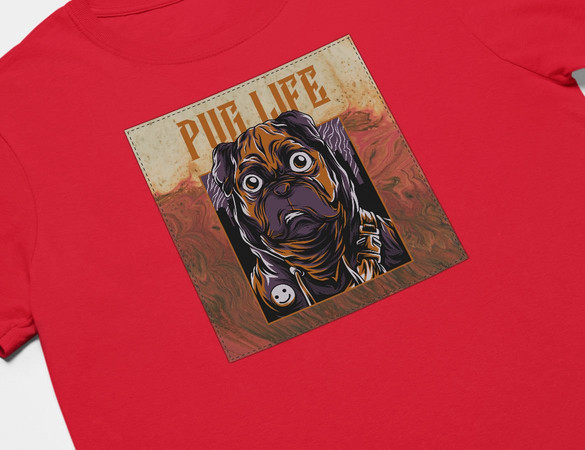 Koszulka z naszywką  PUG LIFE