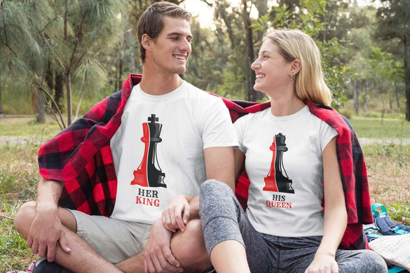 Koszulka na walentynki dla Par HER KING HIS KING