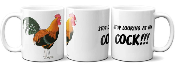 Kubek STOP LOOKING AT MY COCK !!! na Prezent +imię