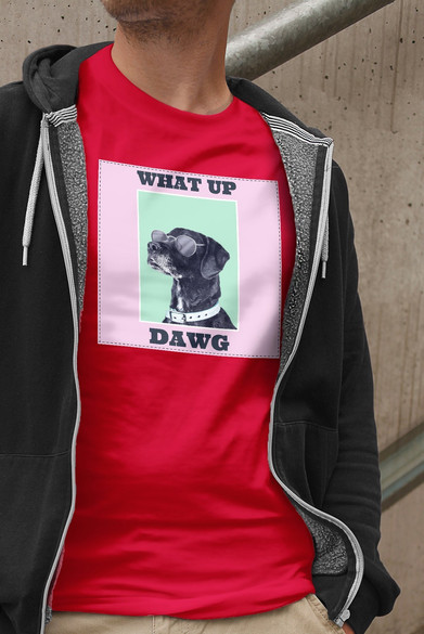 Koszulka z naszywką What up dawg