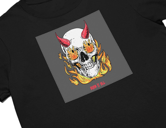Koszulka z naszywką Skull : Burn it all