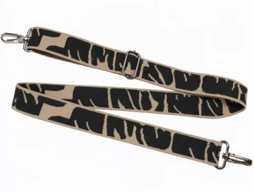 Pasek do torby z abstrakcyjnym wzorem beżowo-brązowy 38 mm