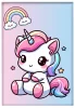 Jednorożec Kawaii z tęczą