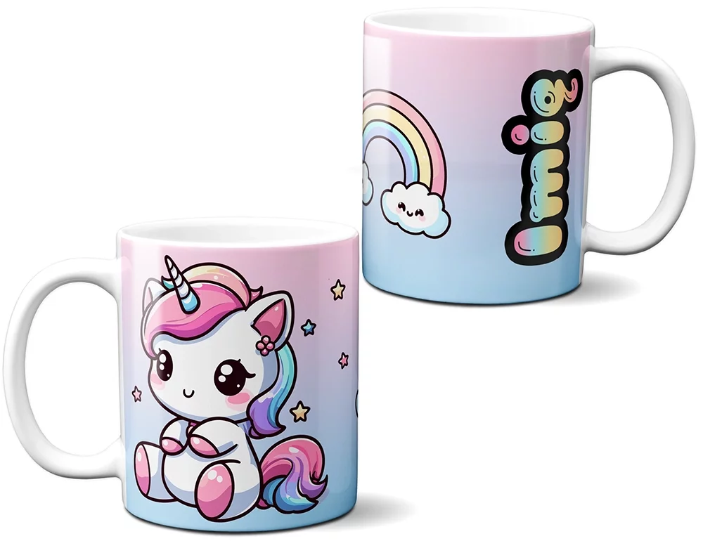 Kubek Jednorożec Kawaii z tęczą – słodki styl, idealna dla dziewczynki