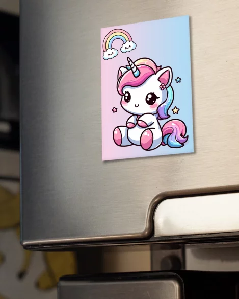 Magnes Jednorożec Kawaii z tęczą – słodki styl, idealna dla dziewczynki