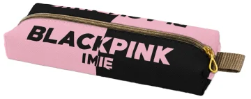 Piórnik szkolny prostokątny BLACKPINK z różowo-czarną szachownicą i imieniem – personalizowany