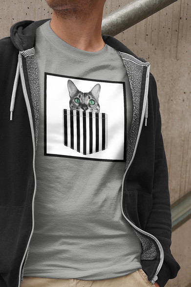 Koszulka z naszywką Cat pocket