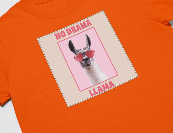 Koszulka z naszywką No drama llama