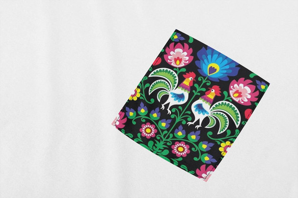 Koszulka z kieszonką WZORY ŁOWICKIE KOGUT