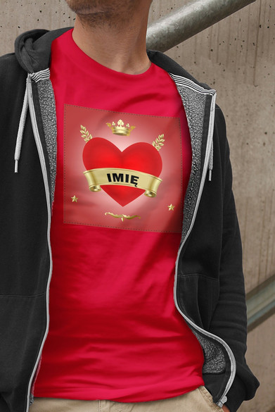 Koszulka z naszywką na Walentynki TWÓJ NAPIS