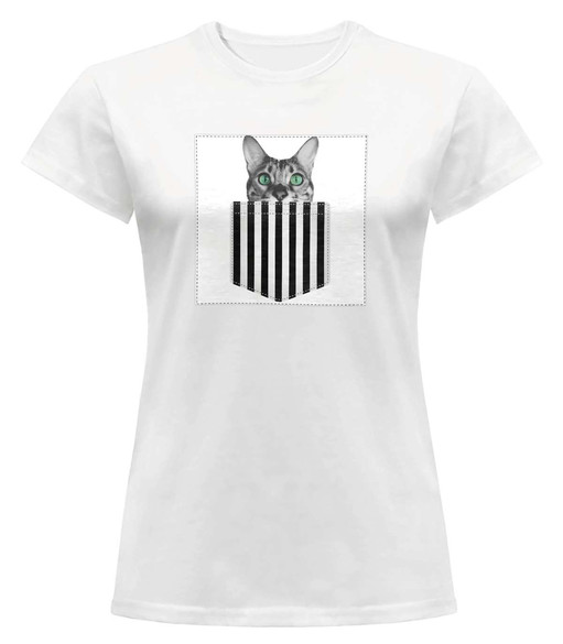 Bluzka damska z naszywką Cat pocket