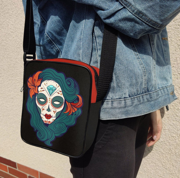 Torba Listonoszka Meksykańska czaszka Dodaj Napis!