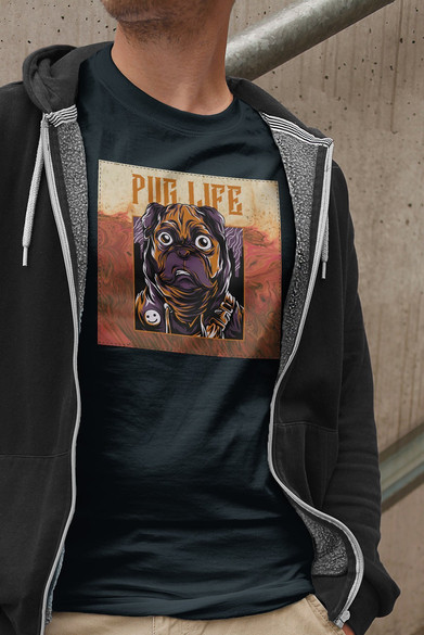 Koszulka z naszywką  PUG LIFE