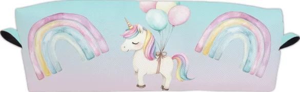 Piórnik Jednorożec z balonami – pastelowa, z imieniem, prezent dla dziewczynki