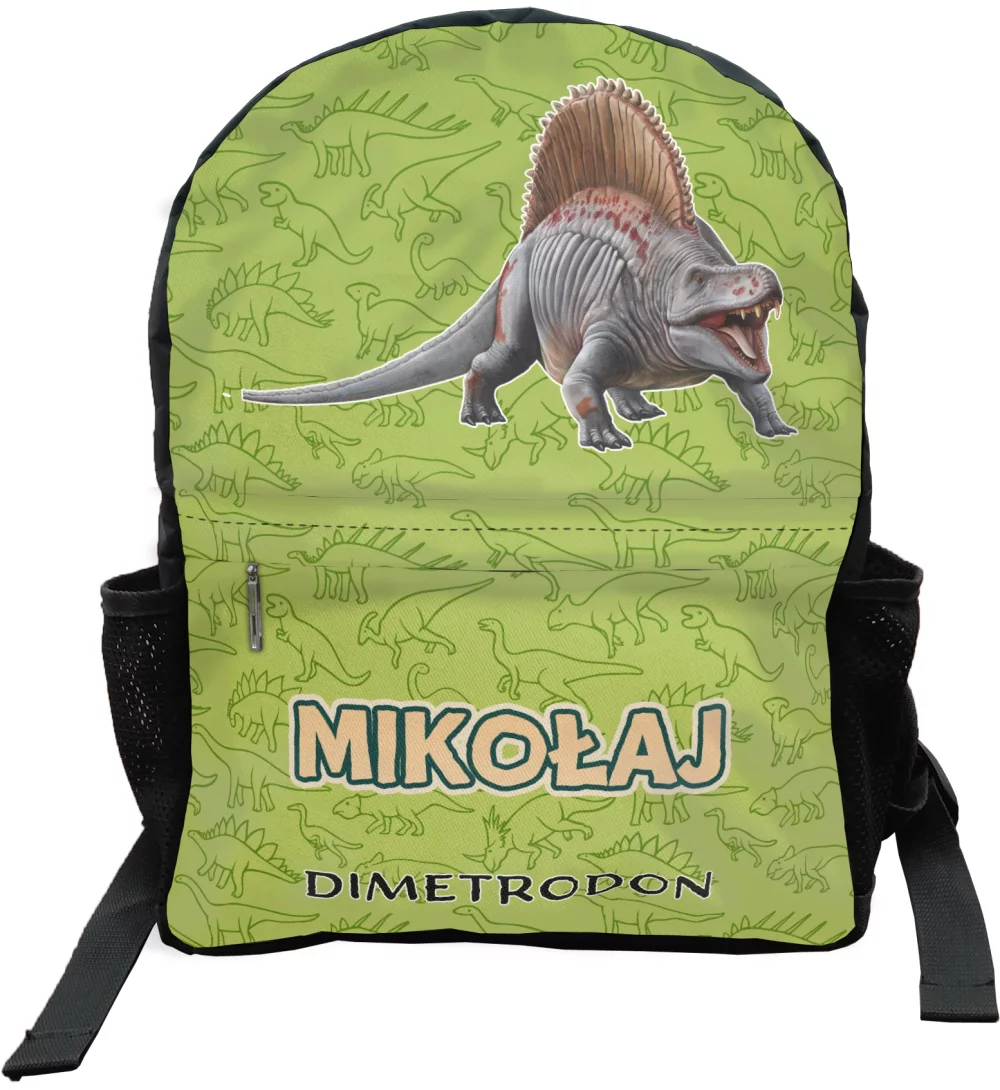 Plecak szkolny Dinozaury Dimetrodon personalizowane imieniem