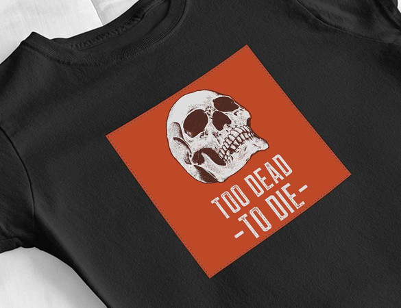 Bluzka damska z naszywką Skull : Too dead to die