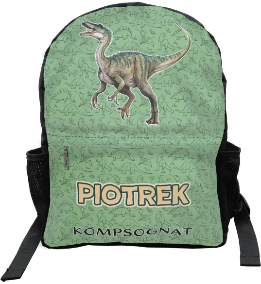 Plecak szkolny Dinozaury Kompsognat – personalizowany prezent