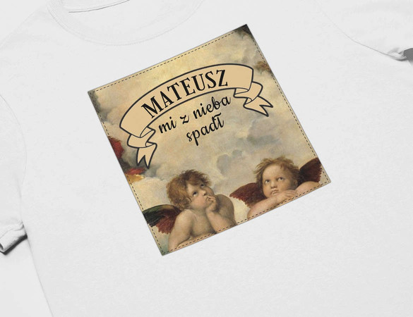 Koszulka z naszywką na Walentynki TWÓJ NAPIS