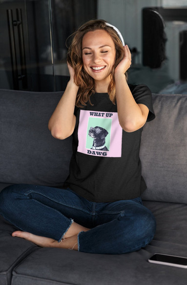 Bluzka damska z naszywką What up dawg