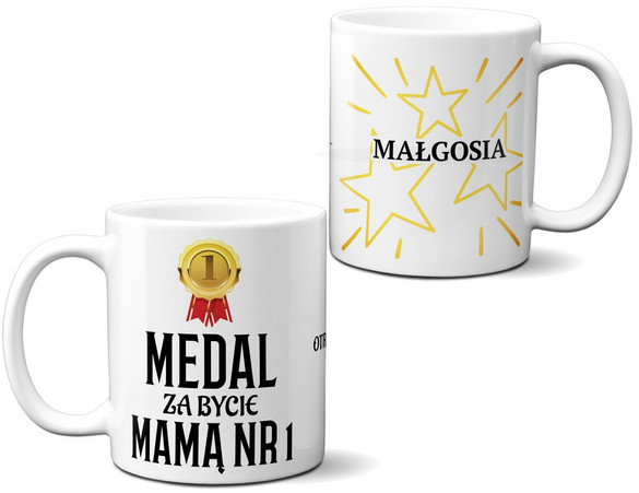 Kubek dla Mamy MEDAL ZA BYCIE MAMĄ  NR 1+ IMIĘ 02