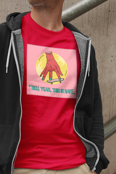 Koszulka z naszywką Hell yeah,this is rave