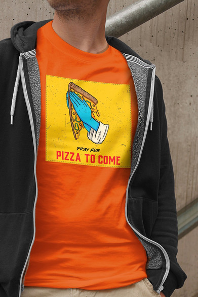 Koszulka z naszywką Pray for pizza