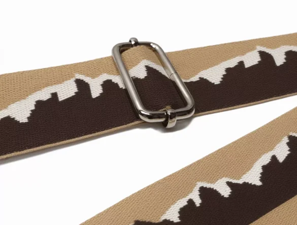 Pasek do torby z motywem gór beżowo-brązowy 38 mm