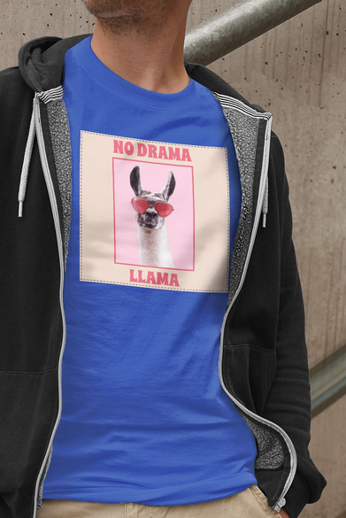 Koszulka z naszywką No drama llama