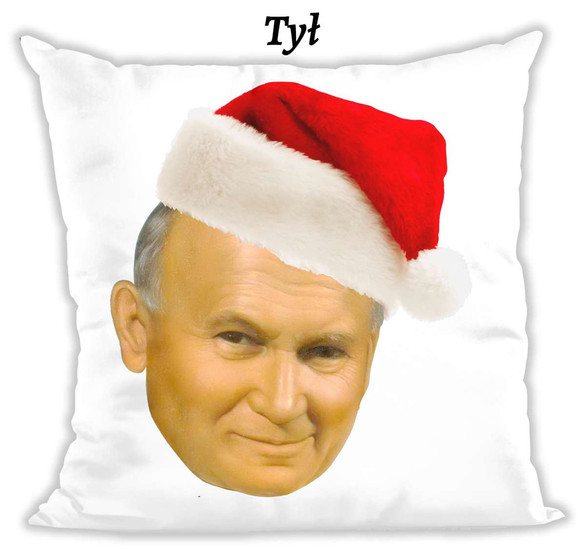 Poduszka Jan Paweł 2 z czapką Mikołaja JP2