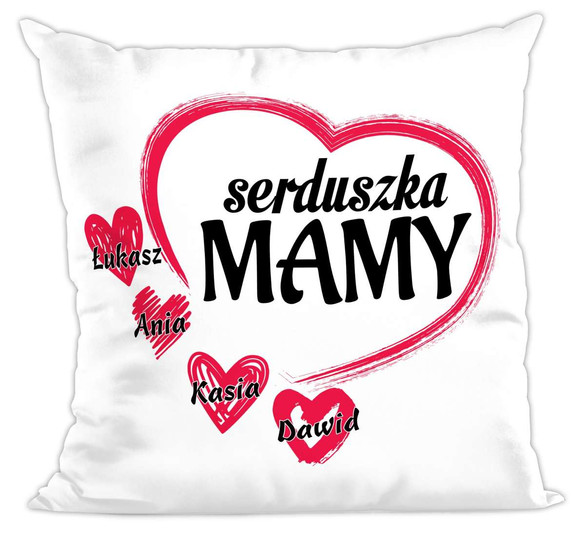 Poduszka Dla Mamy Serduszka Mamy + imiona dzieci