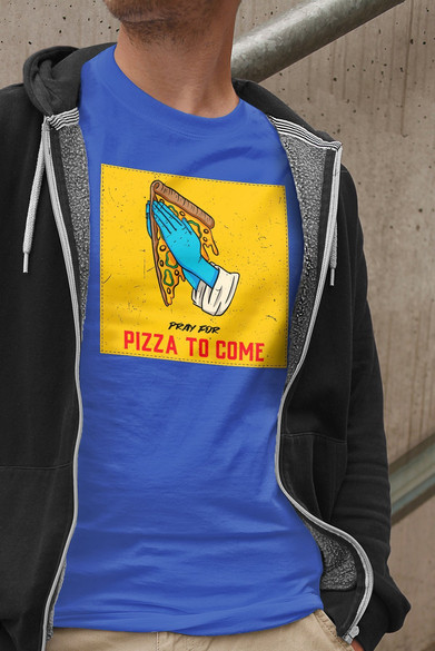 Koszulka z naszywką Pray for pizza
