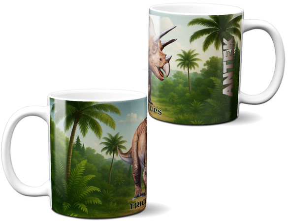 Kubek Dinozaury Triceratops + imię dziecka