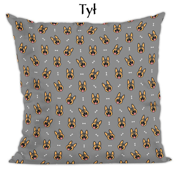 Poduszka  pies, piesek owczarek niemiecki wzorek szara