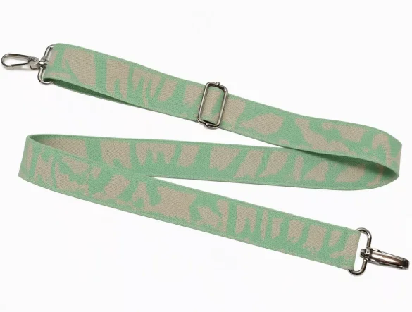 Pasek do torby z abstrakcyjnym wzorem beżowo-szałwiowy 38 mm
