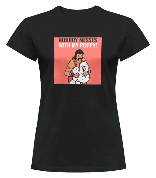 Bluzka damska z naszywką Nobody messes …