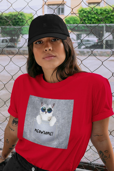 Koszulka z naszywką Meowsomepocket