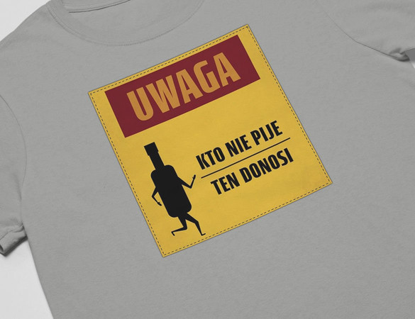Koszulka z naszywką PRL- kto nie pije...