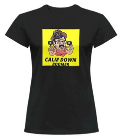 Bluzka damska z naszywką Calm down boomer