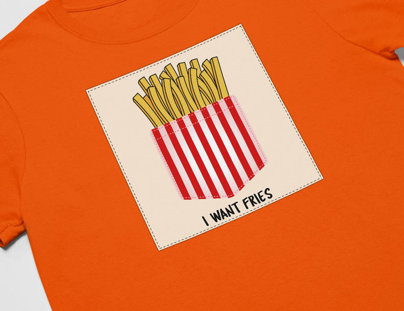 Koszulka z naszywką I want fries
