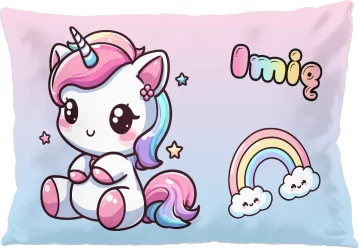 Poduszka Jednorożec Kawaii z tęczą – słodki styl, idealna dla dziewczynki 60x40cm