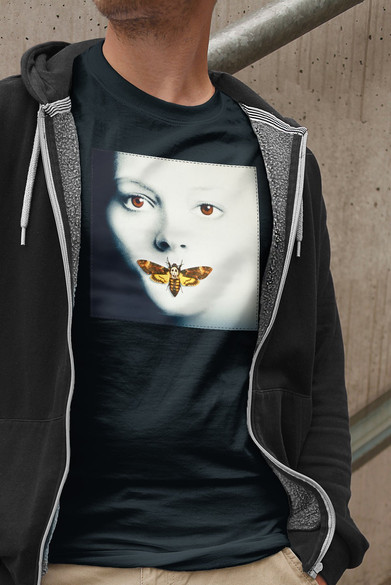 Koszulka z naszywką Milczenie owiec plakat