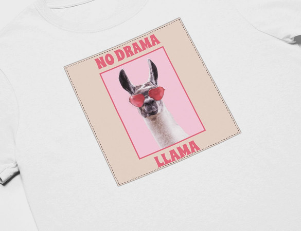 Koszulka z naszywką No drama llama