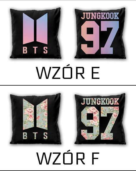 Poduszka BTS DUŻO WZORÓW 40x40 DWUSTRONNA