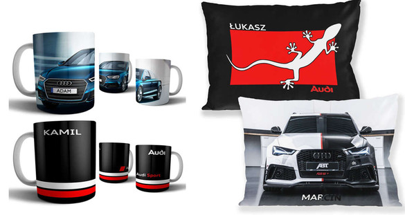 AUDI Zestaw poduszka kubek WZORY+GRATIS