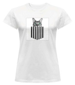 Bluzka damska z naszywką Cat pocket