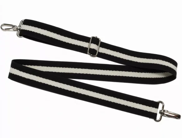 Pasek do torby czarny z beżowym pasem, tłoczony 38 mm