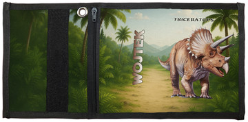 Portfel Dinozaury Triceratops + imię dziecka